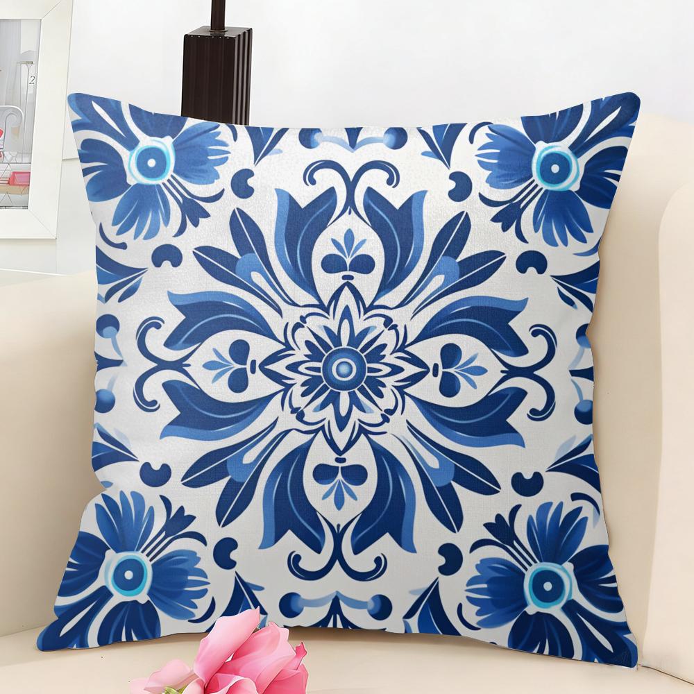 Resortstyle Patterns Cushion Cover Natural Linen Organic Fabric DoubleSided Printing Couch Pillow Covers Home Decor