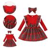 Toddler Xmas Plaid Printed Long Sleeve Christmas Dress