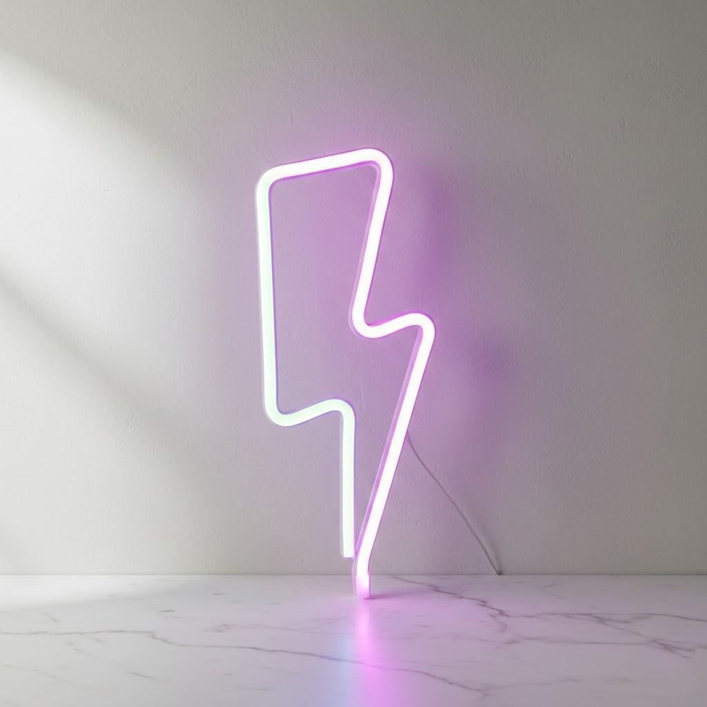 Creative LED Lightning Shape Festival Home Atmosphere Lamp Stylish Neon Style Multicolor Light Decor