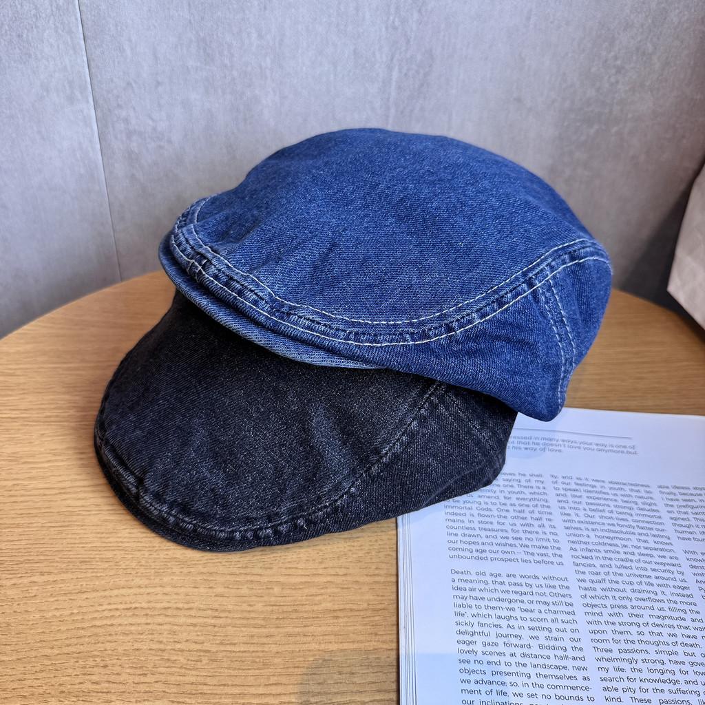 Retro Color Solid Denim Newsboy Cap Vintage Wash Sunshade Street Style Fashion