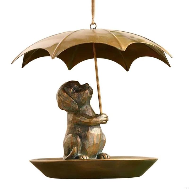 Rust Resistant Hanging Bird Feeder Animal Design With Umbrella Top Large Capacity Container For Backyard Wildlife