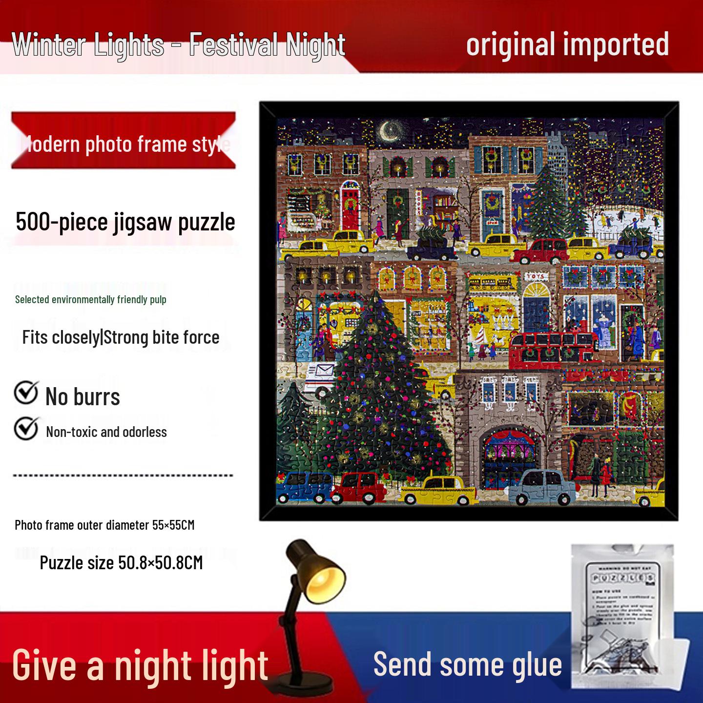

Galison Christmas Puzzle - 500 Piece Winter Lights, Adult Decompression & Educational Gift