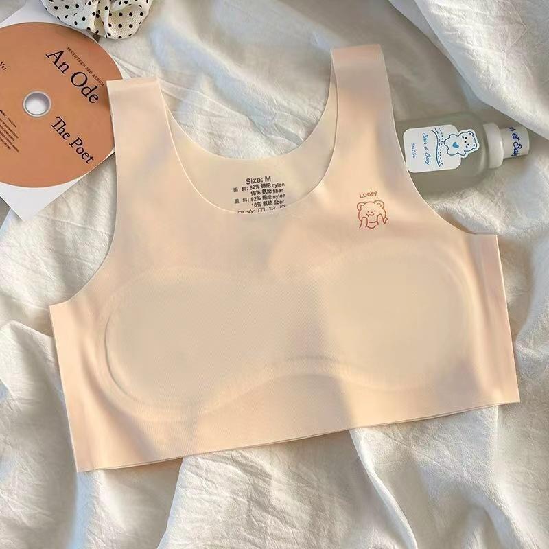 

Children s Bras Teenagers Comfortable Breathable Simple Training Bra Vest Soft Elastic Skin Friendly Lingerie For Girls S рожевий