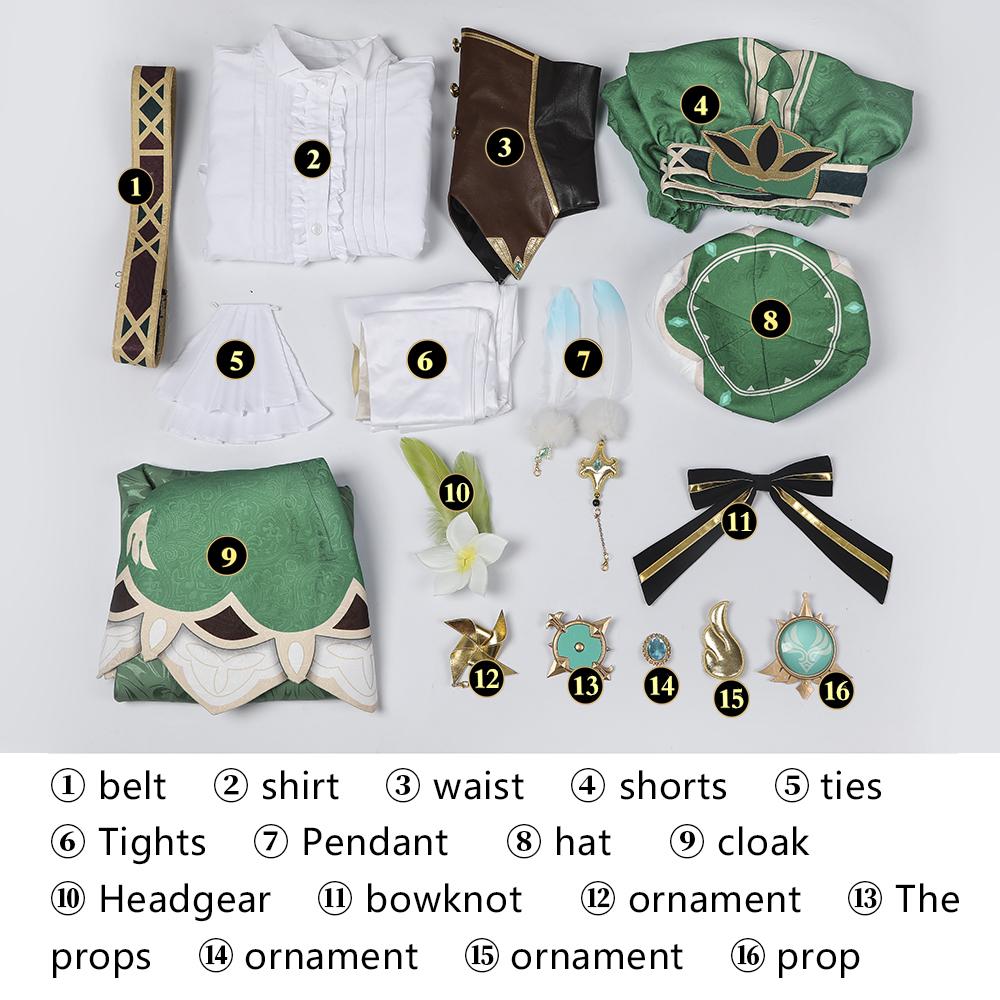 

Venti Cosplay Costume Cloak Outfit Shoes Full Set Cosplay Halloween Party Women Costume XXXL-(Suit+Wig)