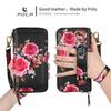 Magnetic Lanyard Leather Zipper Wallet Card Phone Case for iPhone 17 Air 16 15 Pro Max 14 Plus 13 12 11 XS XR X Flip Stand Cover