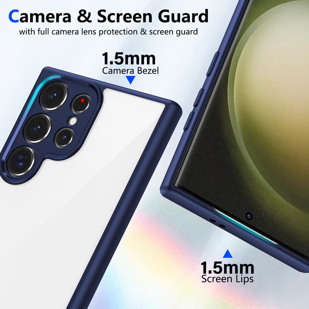 For Samsung Galaxy S23 Ultra Case Matte Skin Touch Clear PC + TPU Shockproof Phone Back Cover