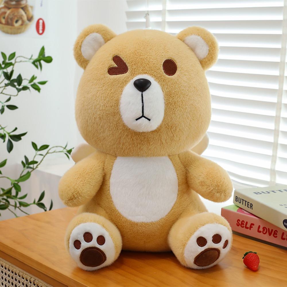 

Fluffy Stuffed Bear Doll Sitting Animal Plush Doll Squinting Bear Plush Toy Boys Girls 35cm-Style 2