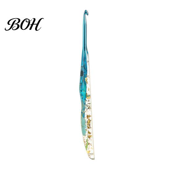 Waterproof Crochet Hook Resin for Beginners, Crocheting Lovers, 2.0mm-8.0mm Ergonomic Smooth Surface with Long Floral Handle Blankets, Dolls, Shawls,