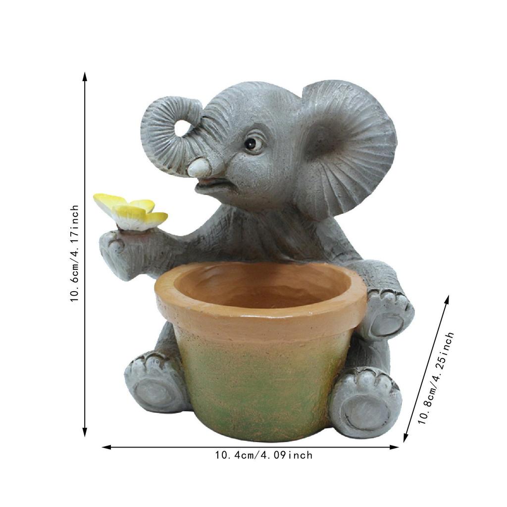 Elephant Planter Art Piece Collectible for Small Plants In Patio Or Garden