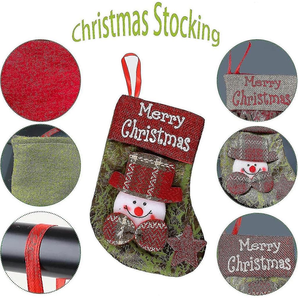 4pcs Christmas Socks Hanging 17*10cm Christmas Gift Bag Decorative Gift Bear Moose Santa Snowman Decorative Candy Bag - GXCC