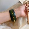 Punk Wooden Bracelet Wide Rivets Bangle Vintage Round Bracelet  Women