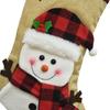 Christmas Stockings 18" Burlap Plaid Fireplace Hanging Stockings 3D Plush Santa Claus/Snowman/Reindeer Large Xmas Stockings for Holiday Party Decor