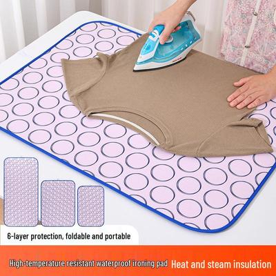 Hanging Heat-Resistant Pink Ironing Pad, Six-Layer Thick, Waterproof & Non-Slip