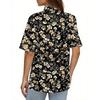 Women's Fashion Casual Button Pocket Shirt Short Sleeve Print Lapel Top
