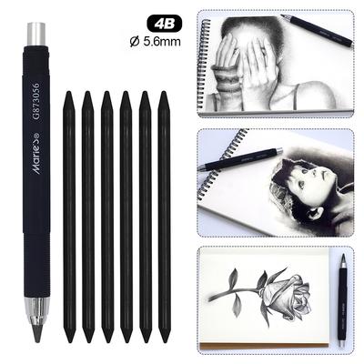 5,6 mm professionelles Kunst-Automatikbleistift-Set, 4B-Bleistiftmine für Druckbleistift, Skizzen- und Zeichenbleistift, Künstlerbedarf