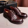 Fashion Men's Handmade Goodyear Sewn Derby Formal Shoes Soft Genuine Leather Round Toe Comfortable Non-Slip Casual Shoes