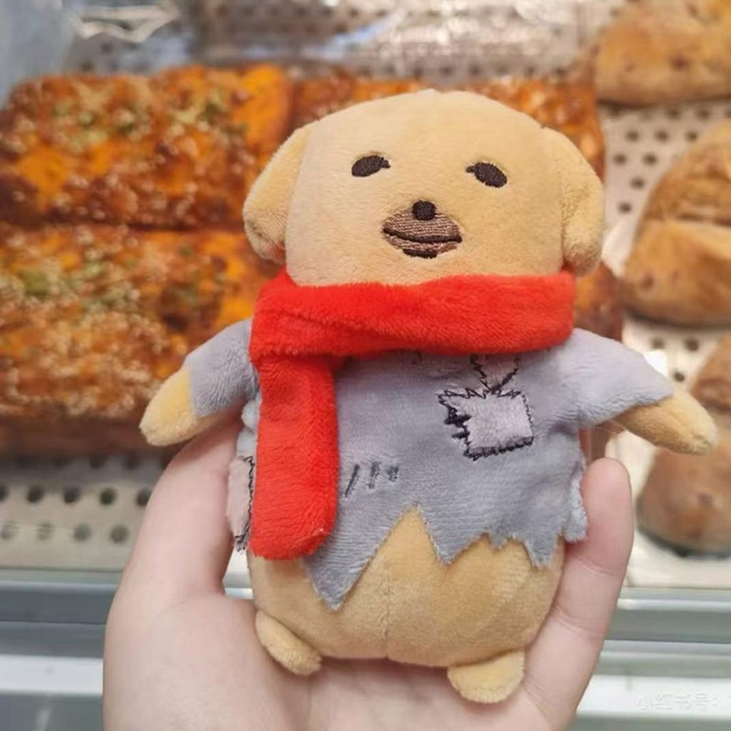 Lovely Korean Styles Scarf Dog Plush Pendant Toy Keychain Soft Stuffed Animal for Kids and Adult Backpack Decoration