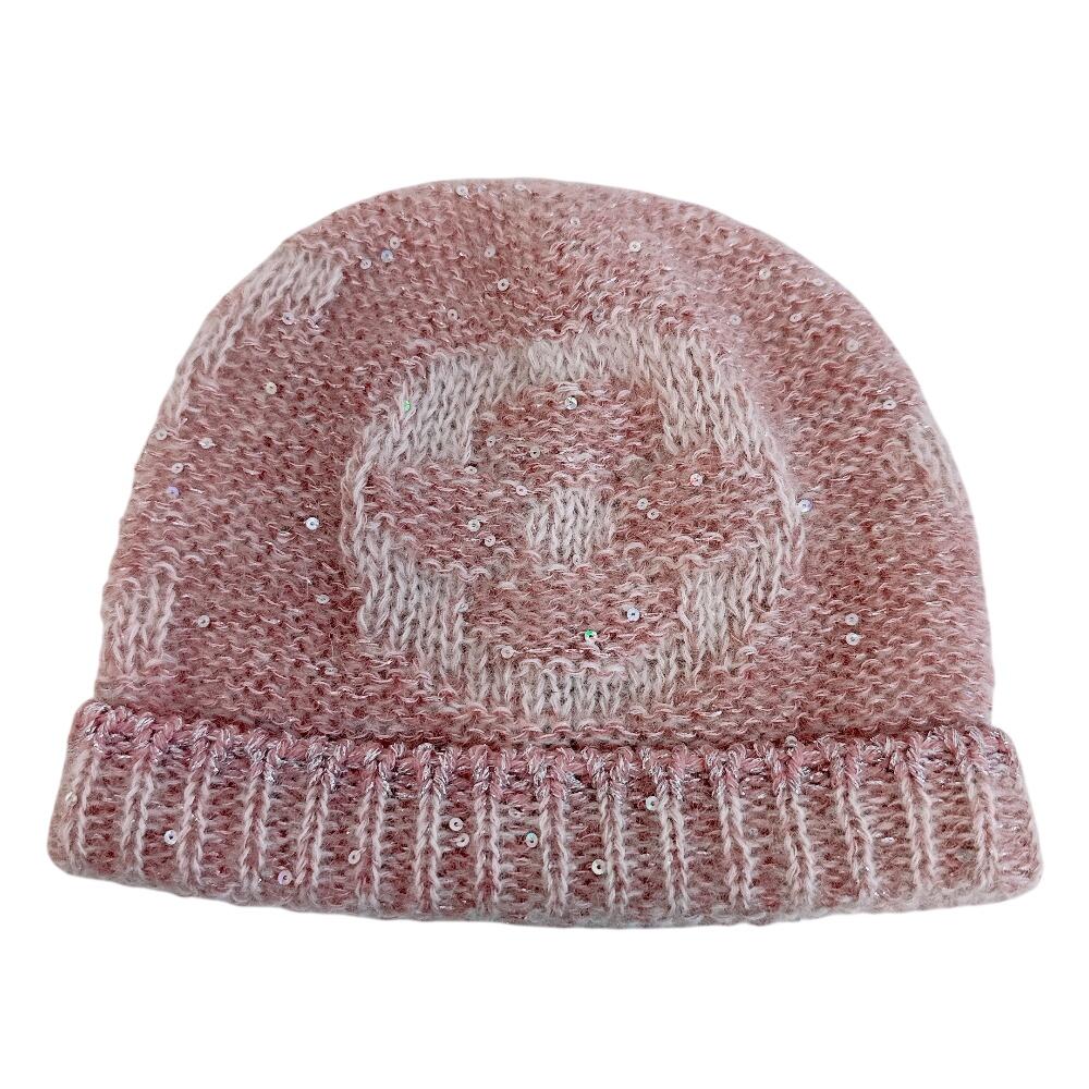 LOUIS VUITTON M74770 Mohair knitted hat Nylon Monogram Glitter Beanie Other hats pink Nylon Used