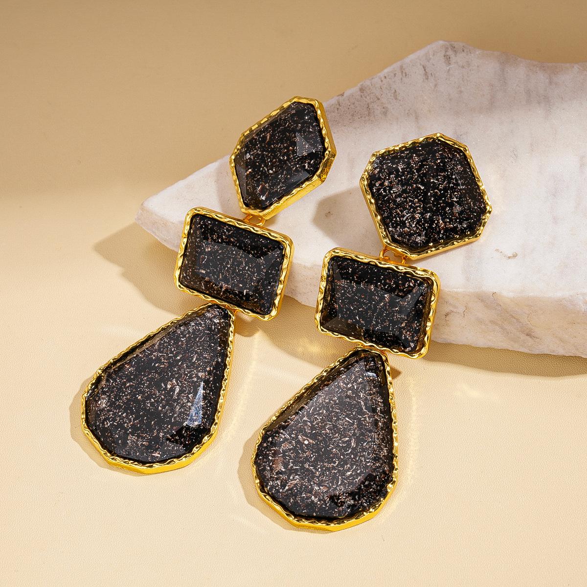 Модные персонализированные серьги из смолы, геометрические квадраты, капли воды, серебряная игла