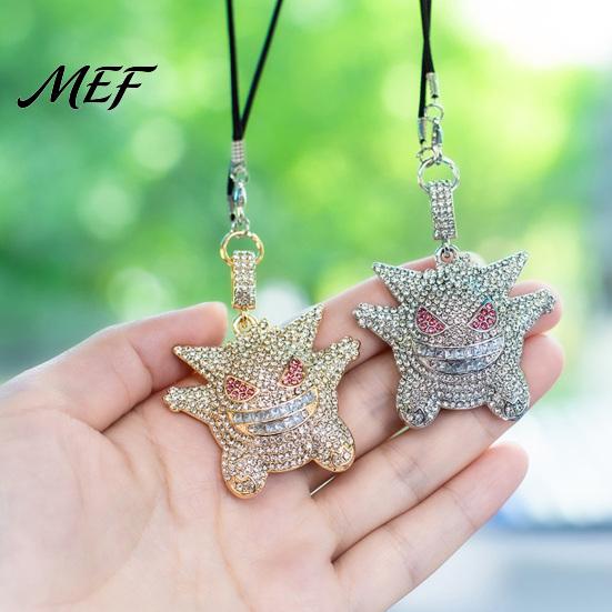 Cute Cartoon Auto Accessories Bling Car Accessories, Rhinestone Devil Rear View Mirror Playful Hanging Accessory Charm, Halloween Interior Pendant for