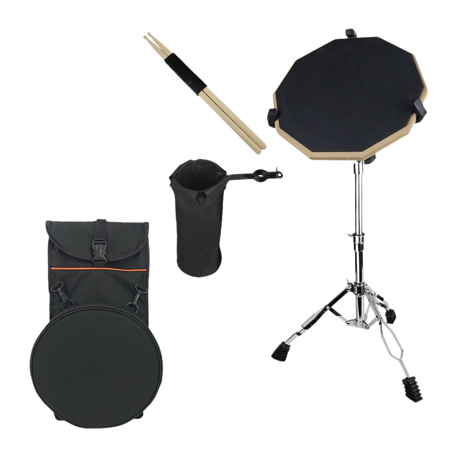 Practice Drum Pad Set Drumstick Holder,Sturdy,12 inch,with Snare Drum Stand Storage Bag Silent for Adults Beginners Practice