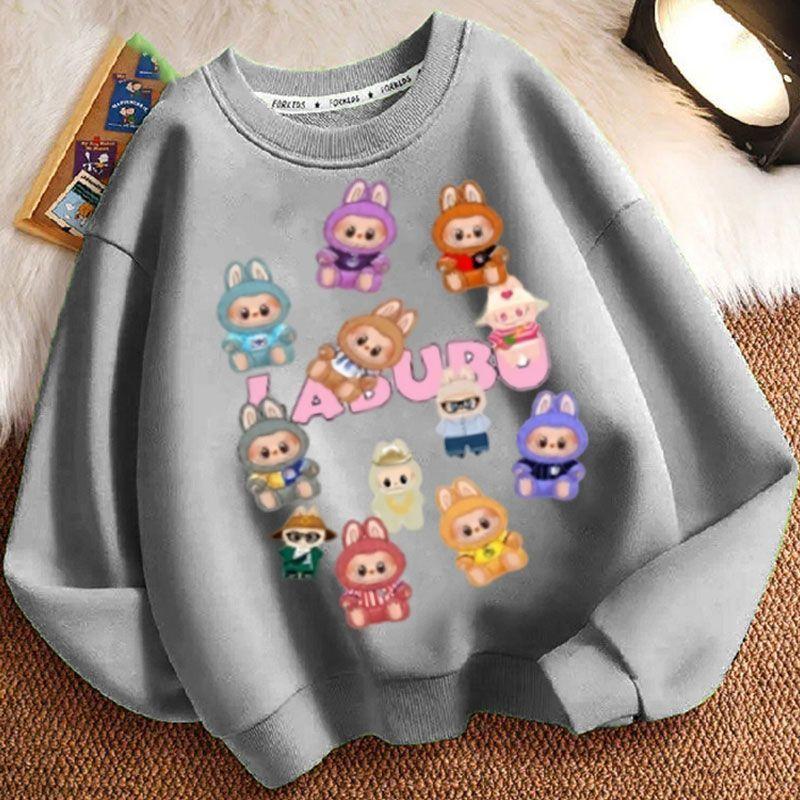 Moletons Fofos de Gola Redonda para Crianças, Moletons Casuais de Manga Comprida da Moda para Meninos e Meninas na Primavera e no Outono