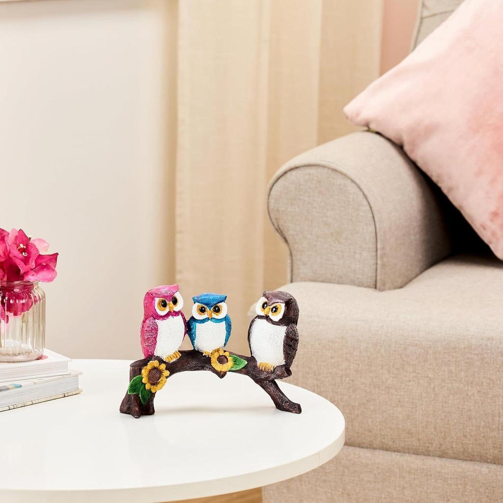 Beautiful Resin Owl Family Decorative Statue for Home Decor (Multicolor), 20L X 7W X 14.5H CM