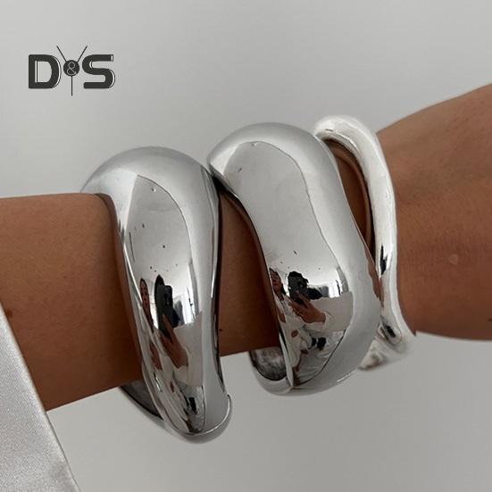 Gold Silver Bangle Bracelets Hiphop Wide Cuff Bangle Bracelet Irregular Wave Armband Jewelry for Women And Men