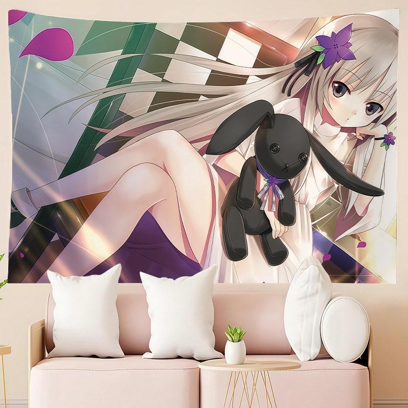 

New Japanese Anime Girl Cartoon Print Tapestry Aesthetic Wall Hanging for Bedroom Wall Decor Background Cloth 74x94cm(29x37in)