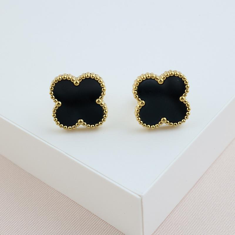 

Модные серьги из титановой стали с четырьмя листами клевера Senior Sense Of Hundred с серьгами Trend Temperament Ladies Earrings чёрный