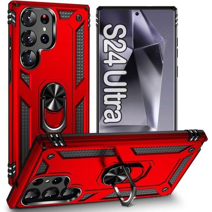 Coque de protection - Samsung - Galaxy S24 Ultra - Rouge - Rigide - Anneau anti-rayures
