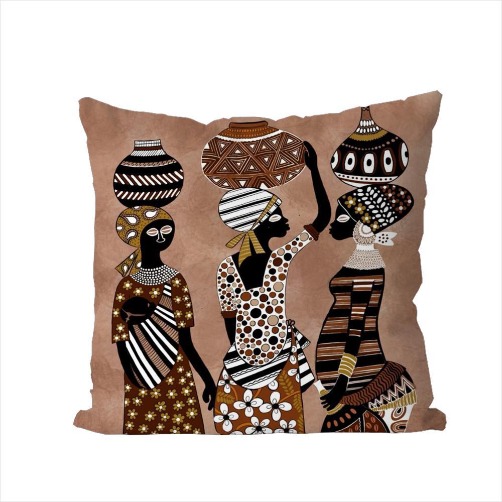 African Women Pillow Case For Car Sofa Decorative Home Doublesided Print Plush Square Throw Pillow Cushion Cover