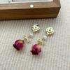 Rose Dried Flower Pendant Earrings Vintage Real Flower Earrings  Bridal Gown Earrings