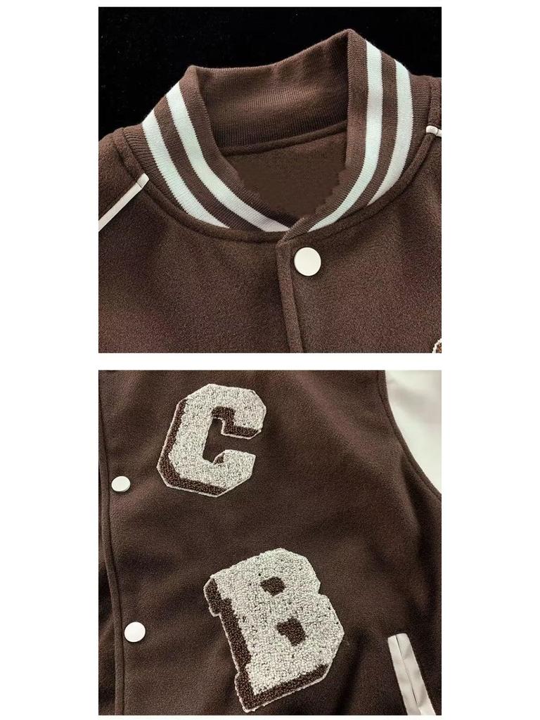 Unisexová varsity bunda s vyšívaným písmenem - Volný střih na jaro a podzim