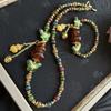 Medieval Vintage Retro Court Style Multi-colored Glaze with Side Gourd Short Necklace Bracelet