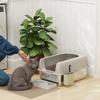 Cat Litter Box, Cat Toilet, Stainless Steel, High Walls, Storage Box, Light Gray