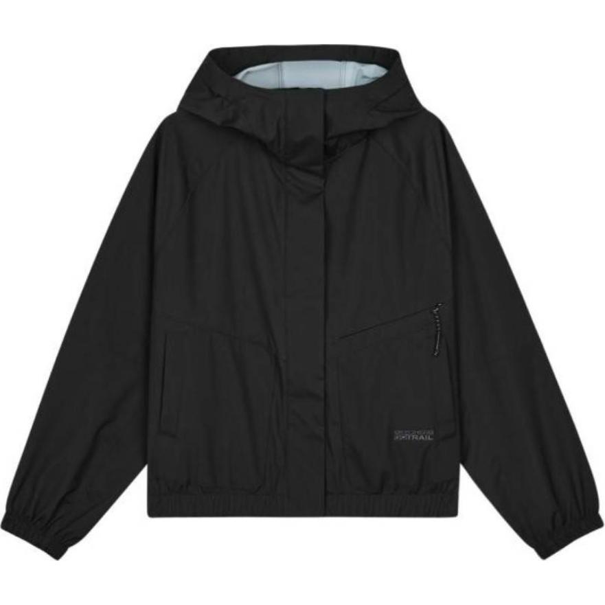 Skechers Solid Color Simple Print Letter Logo Hooded Zip Long Sleeve Jacket Women Jackets Carbon-Black L124W054-0018