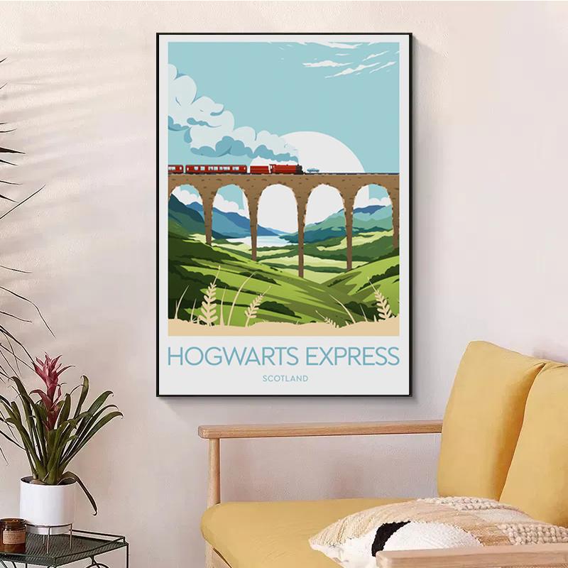 Film Hogwart Castelul Postere și imprimeuri Castelul Lac Soare Pânză Pictură Abstracte Poze pentru camera copiilor Decorare acasă Artă de perete