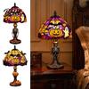Fall Seasonal Display Halloween Pumpkin Bat Table Lamp Stained Glass Reading Light Gothic Decor Cozy Nightstand Light for Bedroom Bookshelf Unique