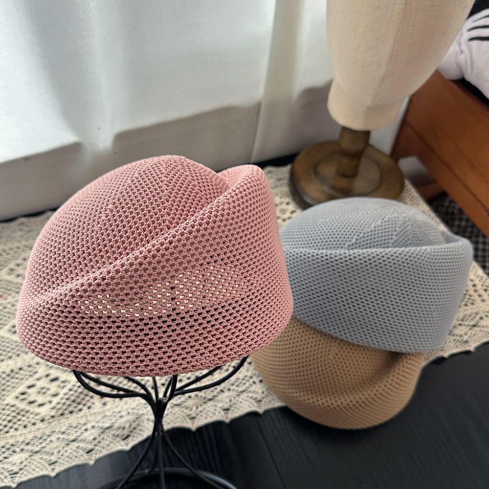 Breathable Mesh Berets Cap Summer Knit Beret Elegant Painter Hat Outdoor