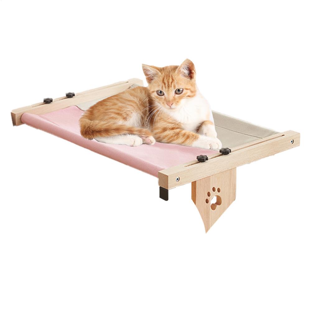 Cat Perch For Indoor Cats Wooden Cat Resting Lounger Adjustable Cat Windowsill Nest Cat Hammock Seat With Cushioned Bed Cover