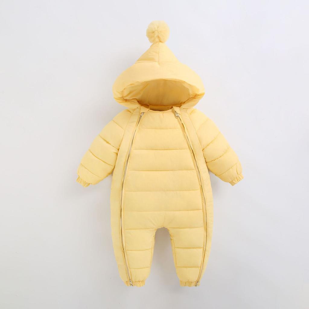 Baby Jumpsuit Winter Plush Thick Hooded Down Climbing Suit  Babies Clothes Cotton Jacket