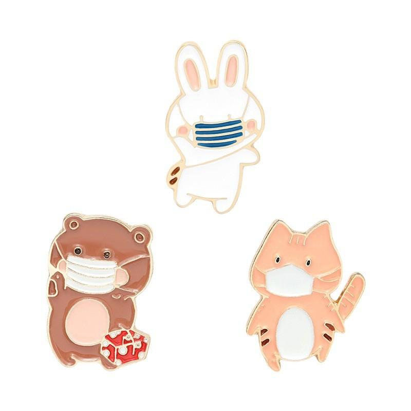 Charming Alloy Animal Pins Featuring Lovely Bear Rabbit And Cat Shapes For Trendy Outfits
