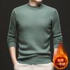 Popular men's autumn and winter integrated fleece semi-turtleneck sweater pullover solid color knitted sweater men's fleece guarantee