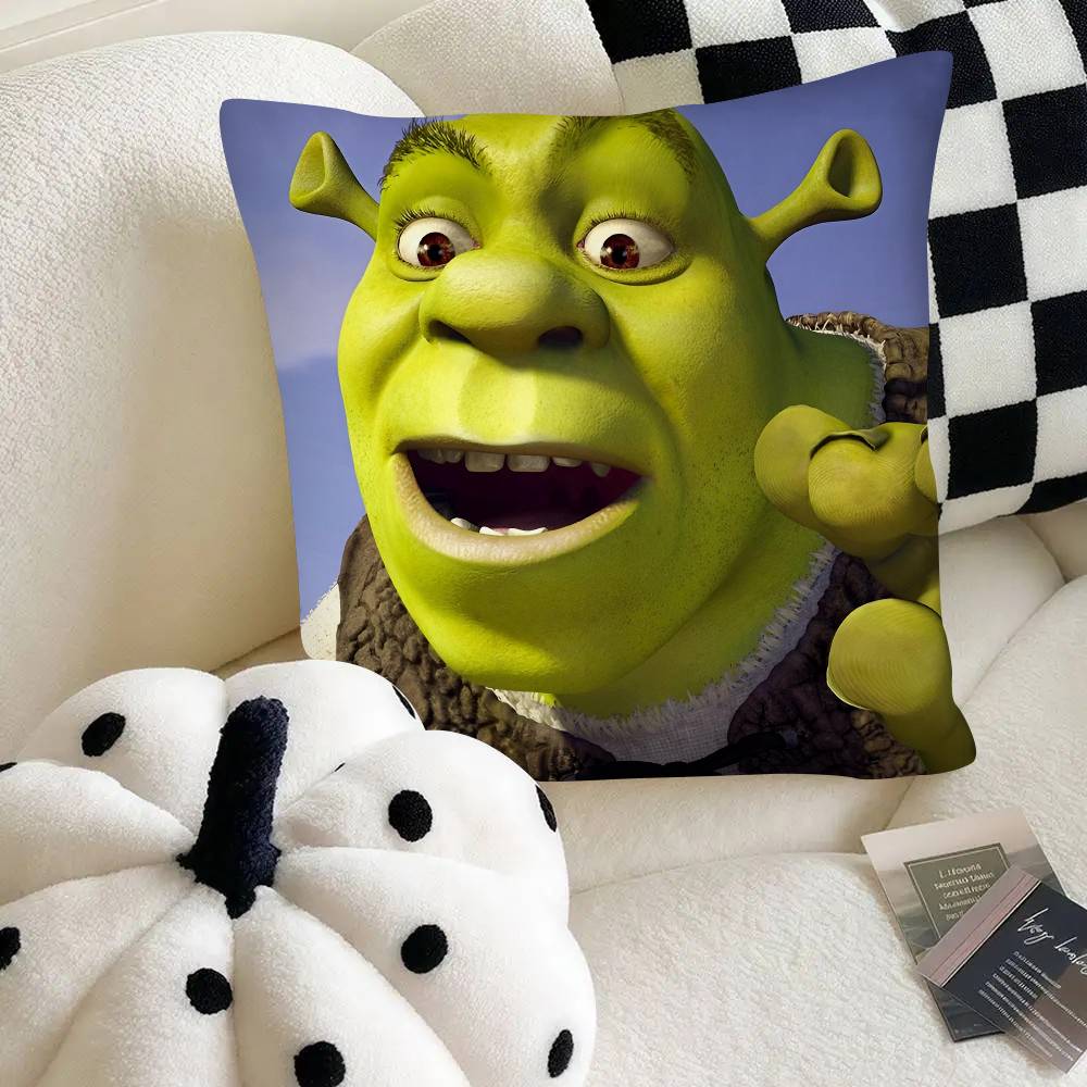 

Funny S-ShrekS Cartoon Pillow Case Fashion Square Pillowcase Bedroom Sofa Room Ins Decoration Leisure 16x16Inch