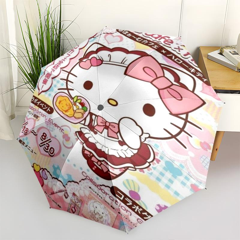 1pc Sanrio Umbrella Portable Folding Umbrella Iron Frame Hole Bone Structure Outdoor Home Umbrella