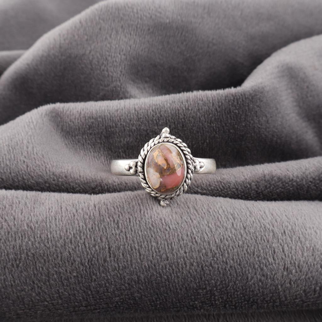 Pink Opal Turquoise Ring, Handmade Beautiful Gemstone Ring, 925 Solid Sterling Silver Ring Everyday Jewelry, For Engagement Gift