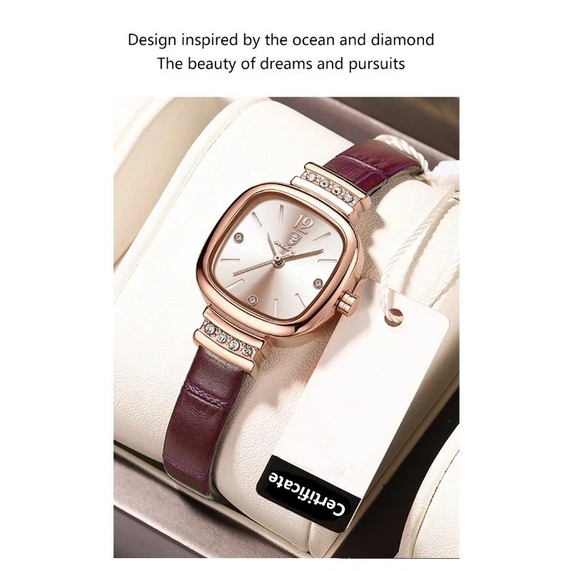 POEDAGAR Fashion Square Ladies Wristwatch Waterproof Leather Luxury Diamond Quartz Woman Watch Elegant Casual Watches