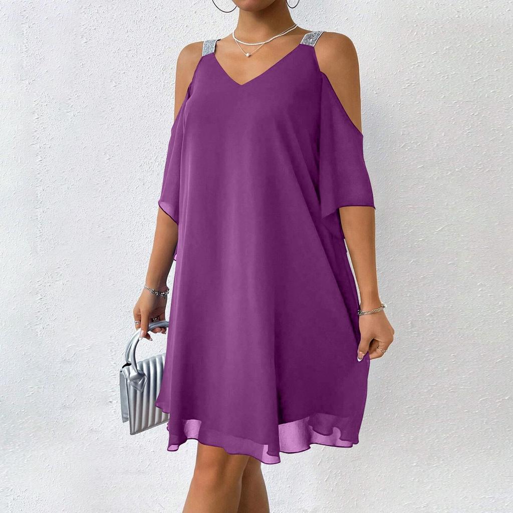 Women's Long Dress Maxi Dress Casual Dress Chiffon Dresses Swing Dress Casual Mature Outdoor Daily Date Ruffled Short Sleeve V-neck Dress