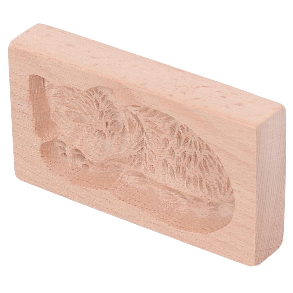 Animal Cookie Mold Lovely Vivid Wooden Biscuit Press Stamp Easy Demoulding Smoothly Cookie Mold Cat